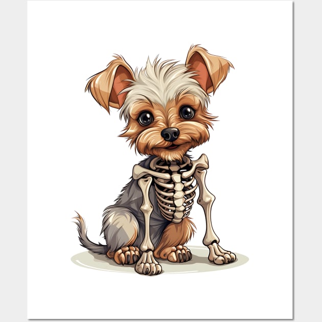 Skeleton Yorkshire Terrier Dog Wall Art by Chromatic Fusion Studio